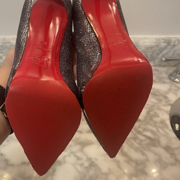 Christian Louboutin FILO 120 Lady Glitter Specchio Heels Silver/Gray Size 39 - Picture 9 of 16
